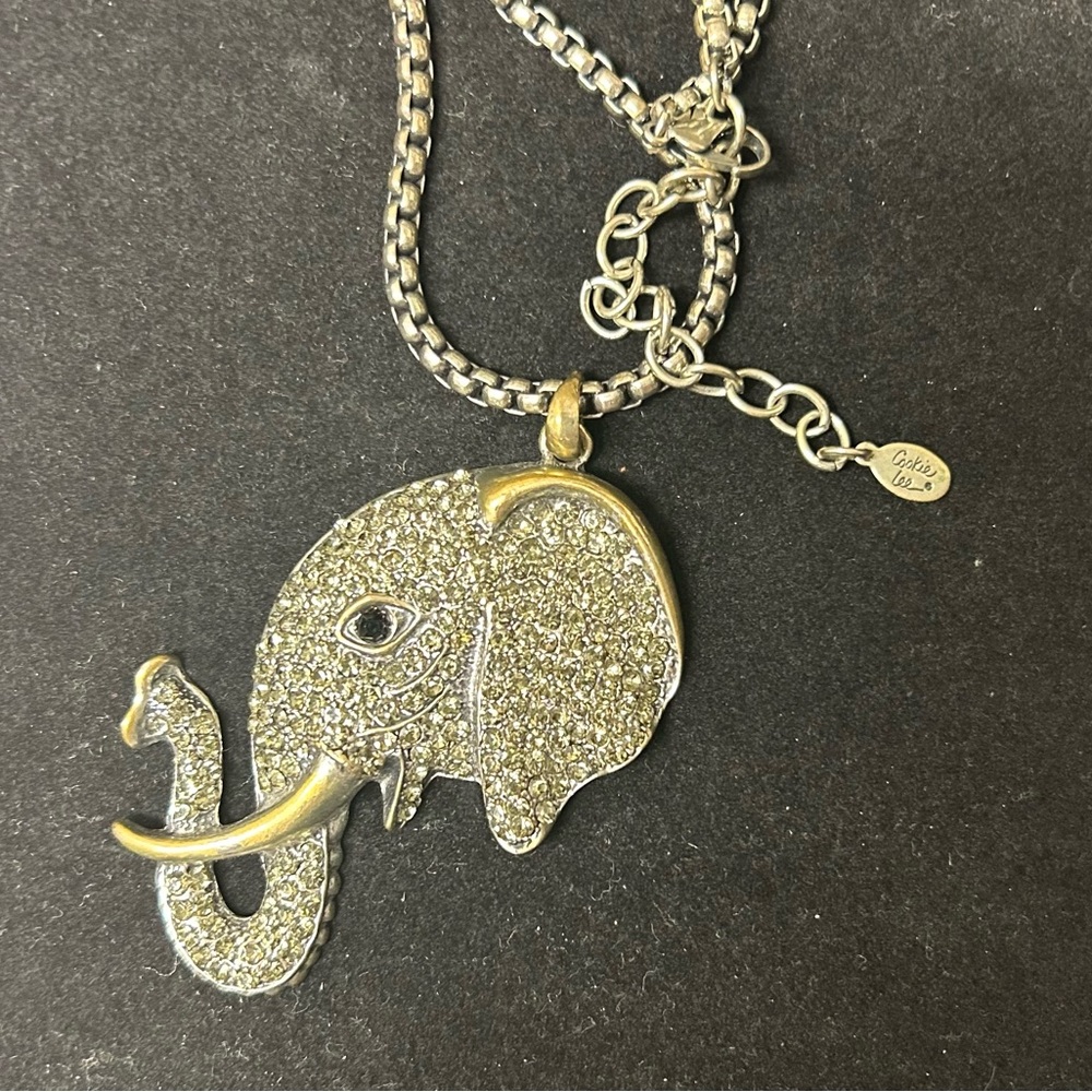 LAST CHANCE Cookie Lee Gold and Silver Elephant Long Necklace
